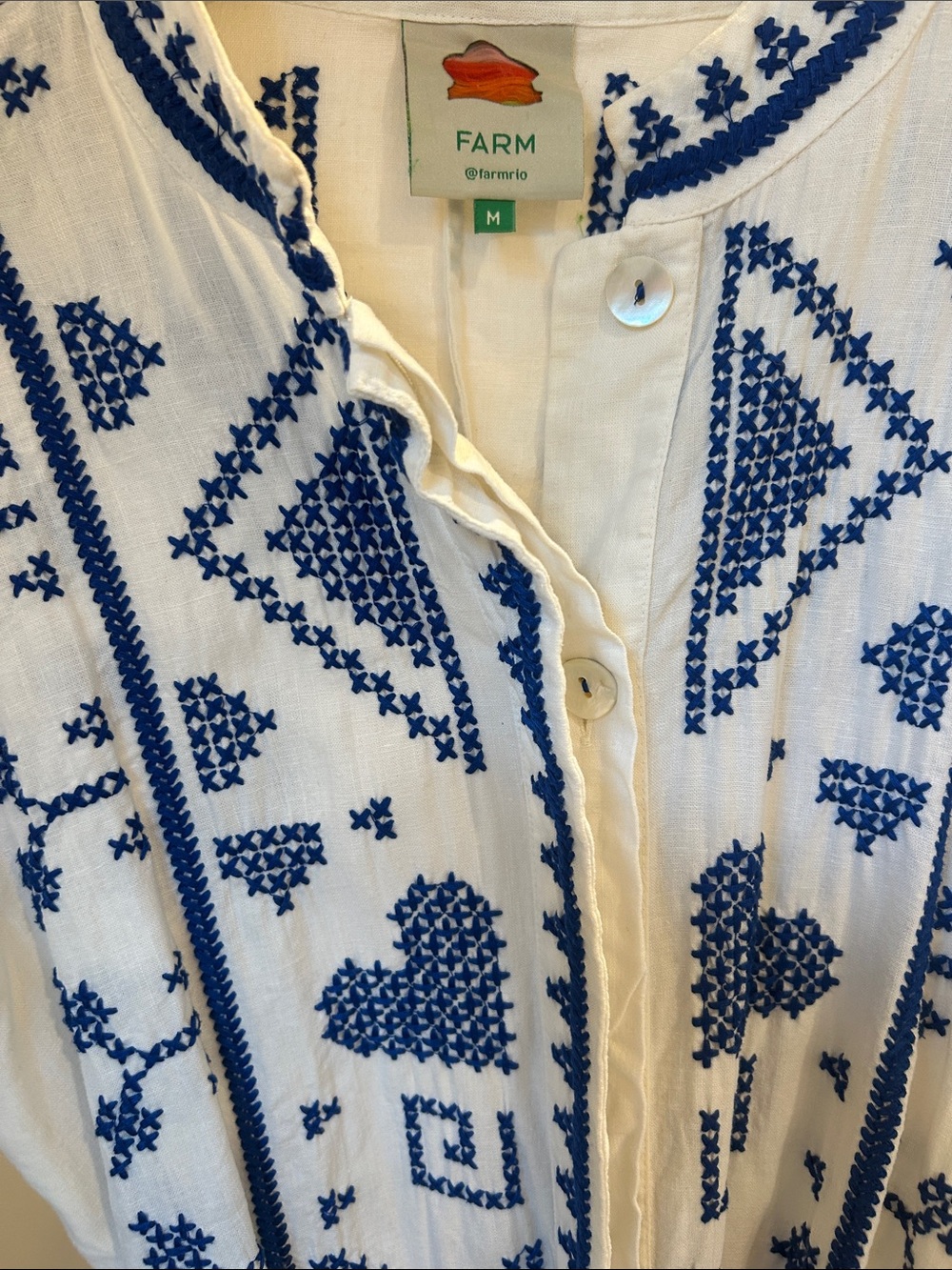 FARM Rio White Mini Dress with Blue Embroidery - Picture 5 of 5